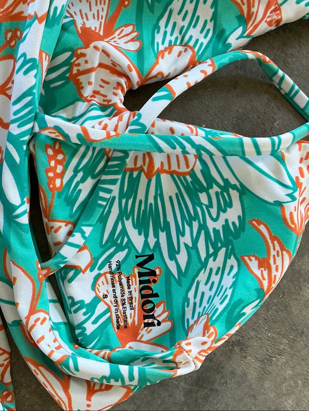 Midori Floral V-Neck Bikini Set in Teal and Coral - Picture 3 of 4
